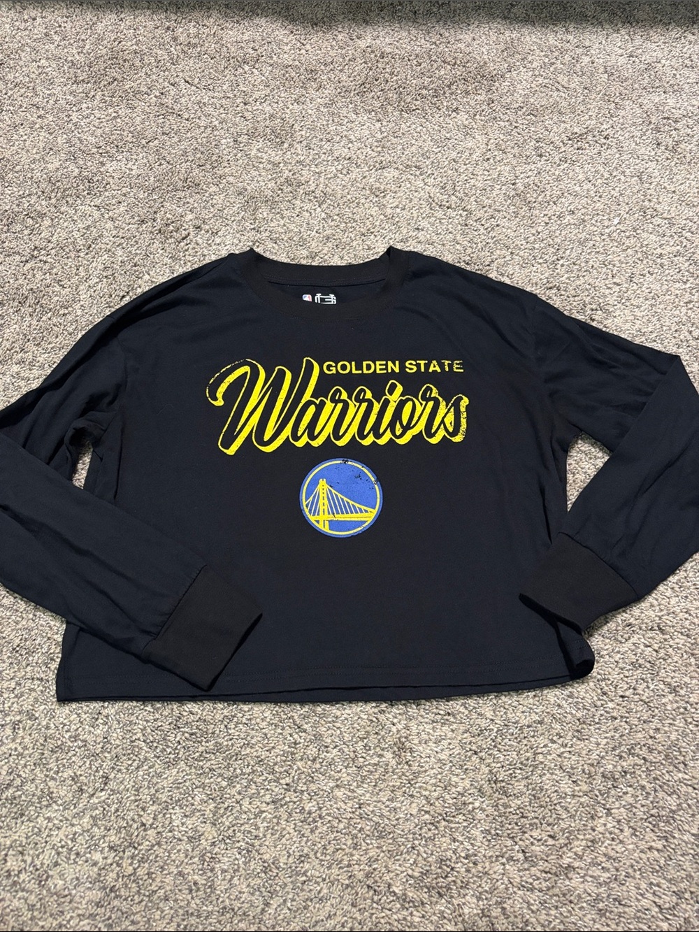 NBA Golden State Warriors cropped long sleeve shirt size medium